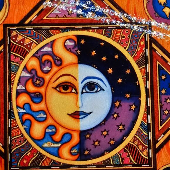 Colorful Retro Boho Sun and Moon Face Coasters Set of 4 - Unique Home Decor - Picture 7 of 10